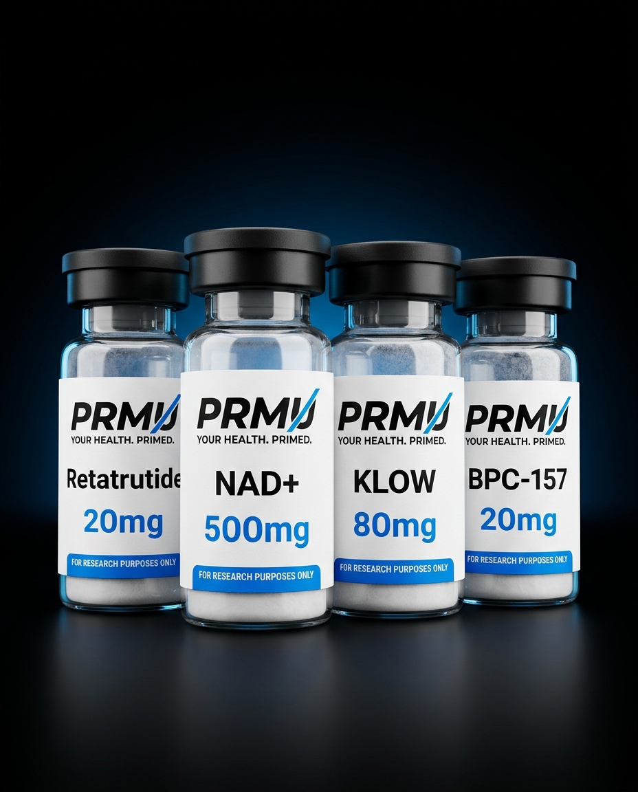 PRMU research peptide vials